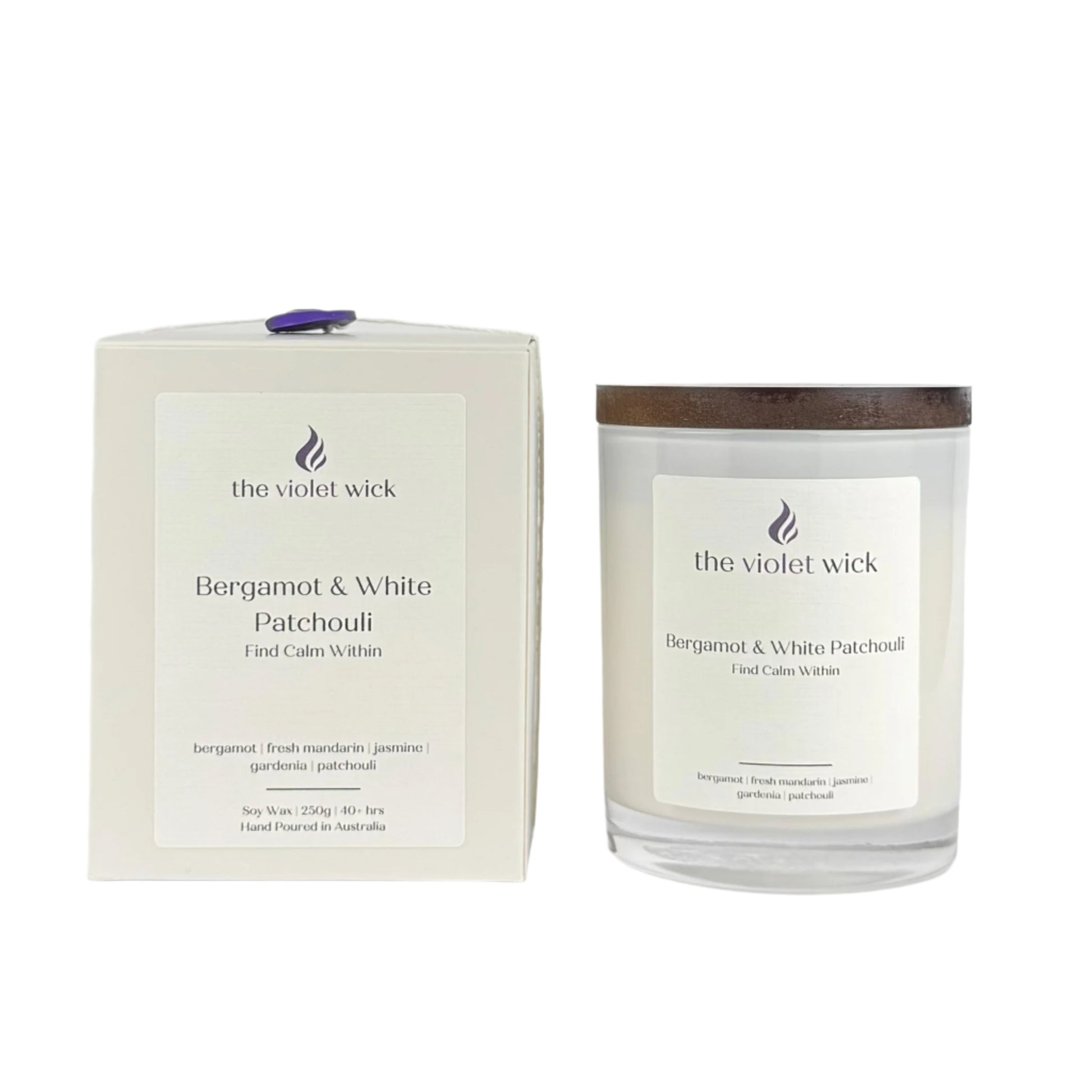 Bergamot & White Patchouli Soy Candle | bergamot, fresh mandarin, jasmine, gardenia & patchouli