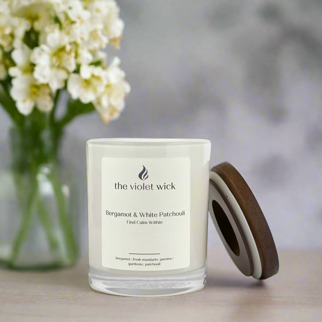 Bergamot & White Patchouli soy candle from The Violet Wick