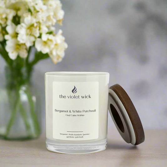 Bergamot & White Patchouli Soy Candle | bergamot, fresh mandarin, jasmine, gardenia & patchouli