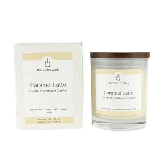 Caramel Latte soy candle from The Violet Wick