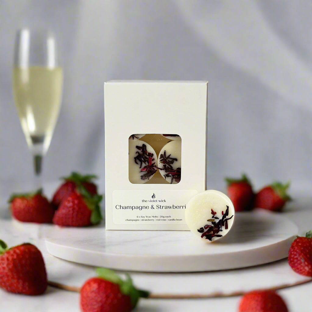 Champagne & Strawberries Soy Wax Melts from The Violet Wick