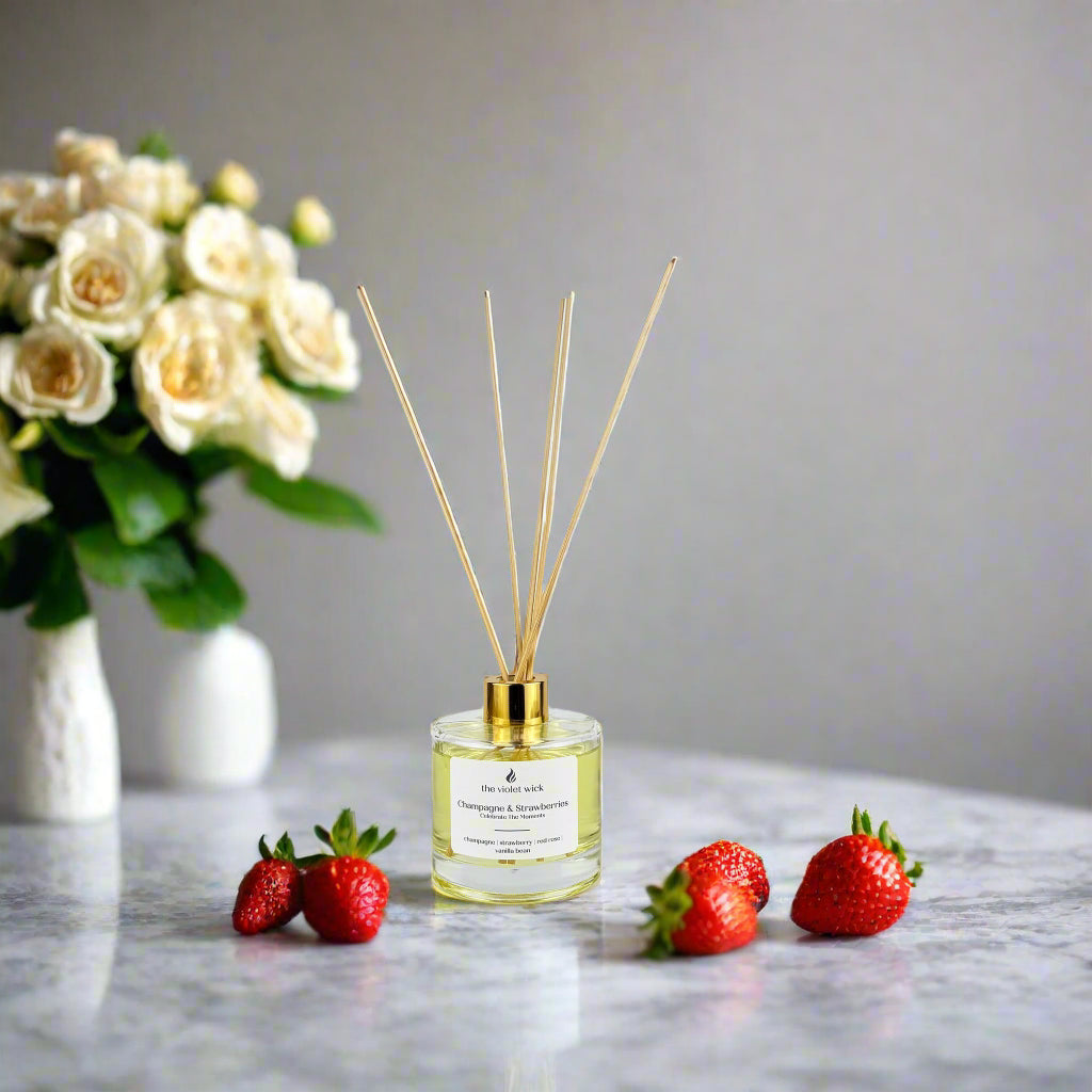 Champagne & Strawberies Reed Diffuser from The Violet Wick