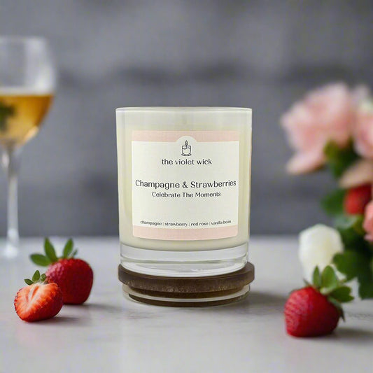 Champagne & Strawberries Soy Candle | strawberries, raspberries, champagne