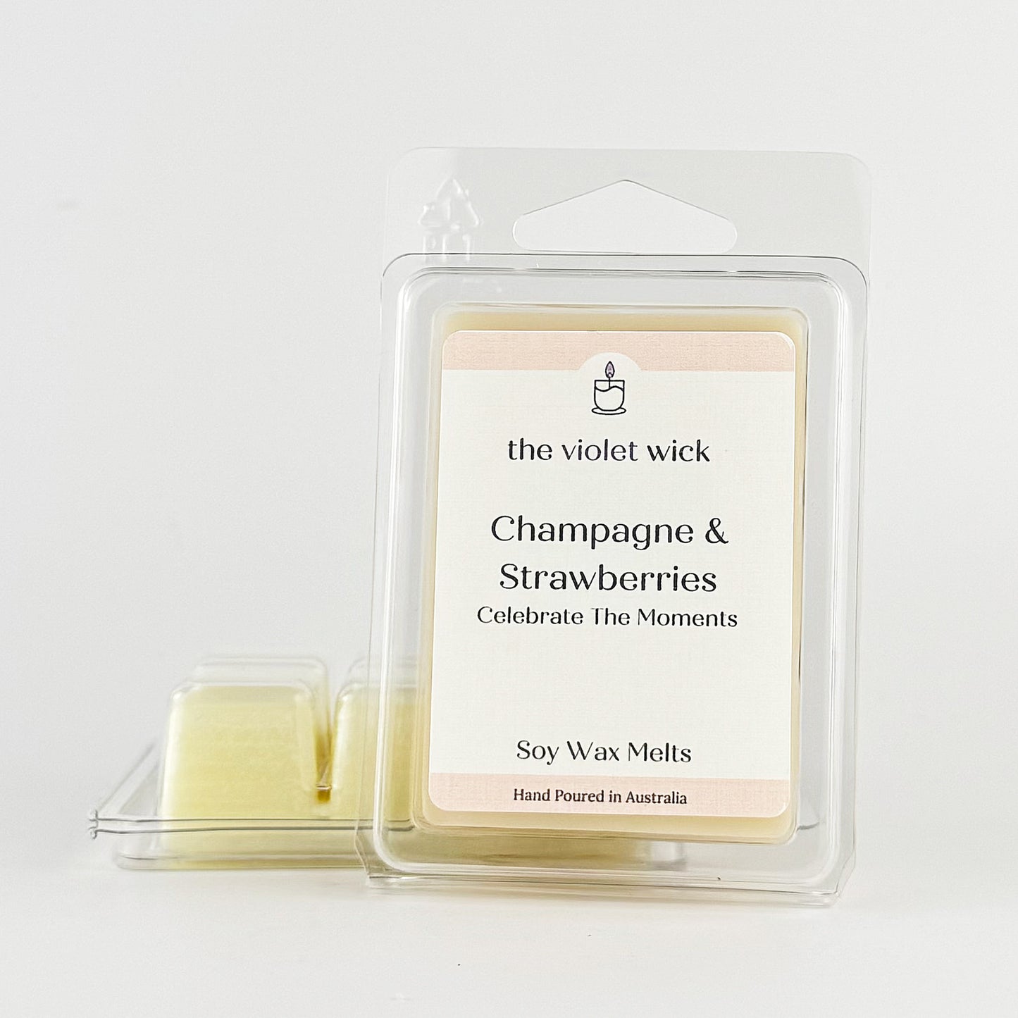 Champagne & Strawberries soy wax melt from The Violet Wick