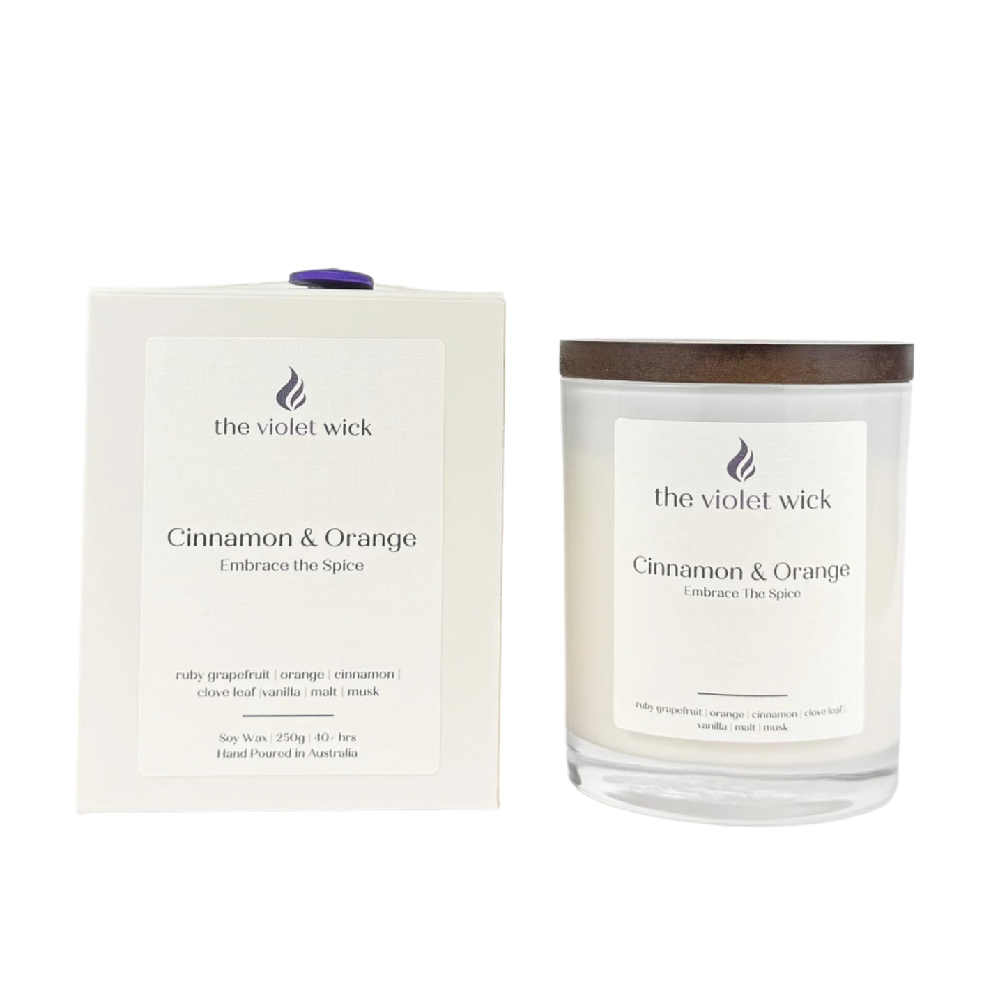 Cinnamon & Orange soy candle from The Violet Wick