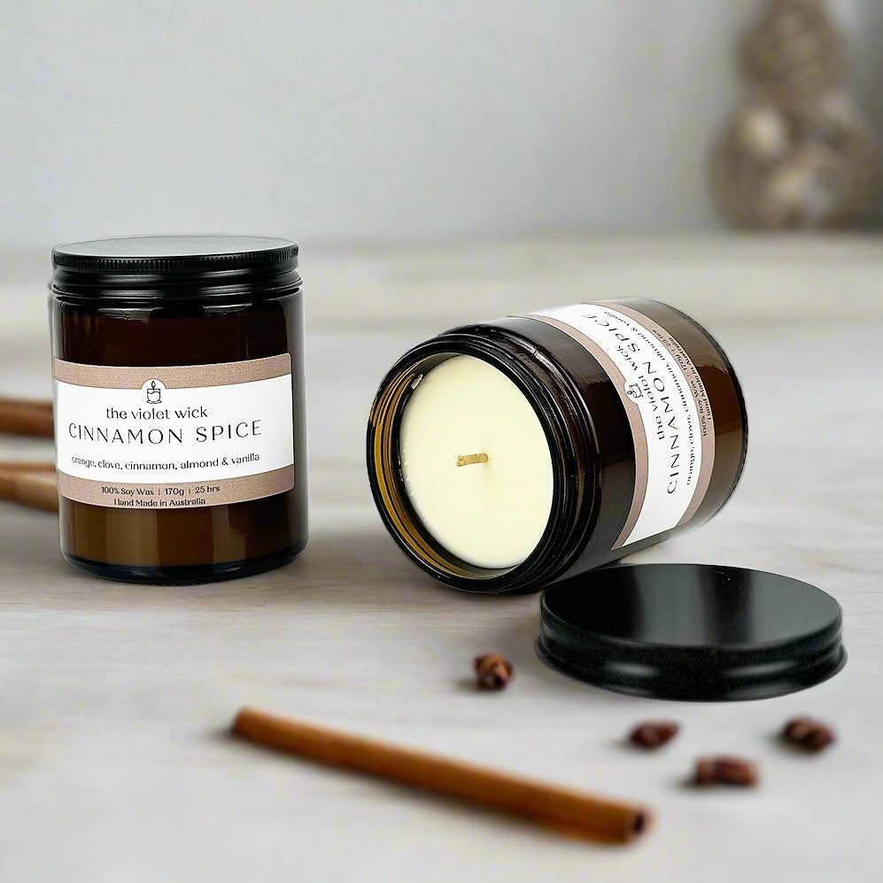 Cinnamon Spice Soy Candle - Amber Jar
