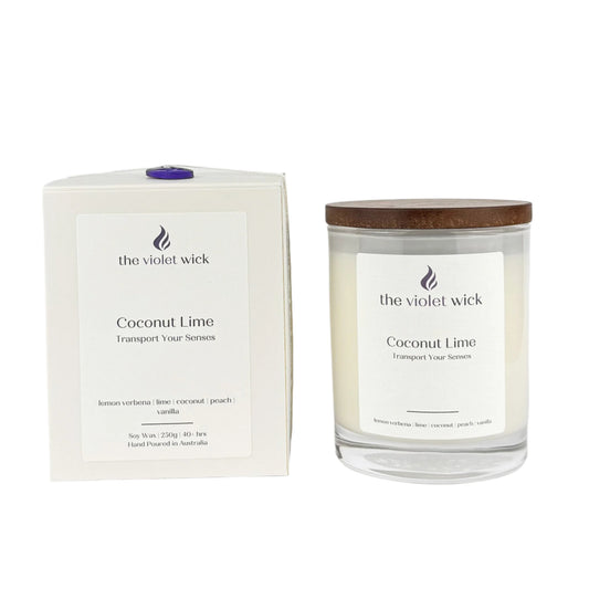 Coconut Lime soy candle from The Violet Wick