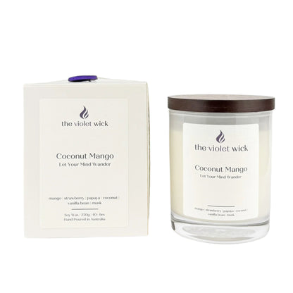 Coconut Mango soy candle from The Violet Wick