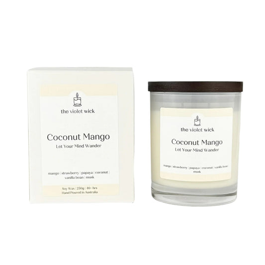 Coconut Mango soy candle from The Violet Wick