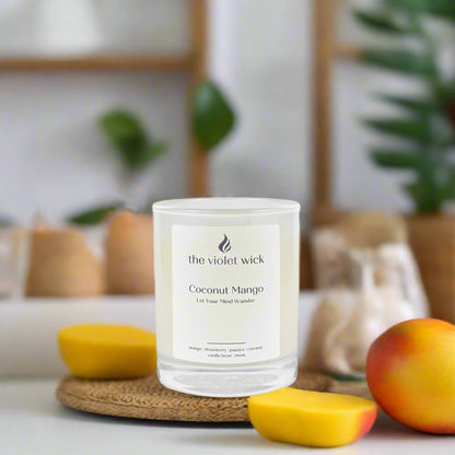 Coconut Mango soy candle from The Violet Wick