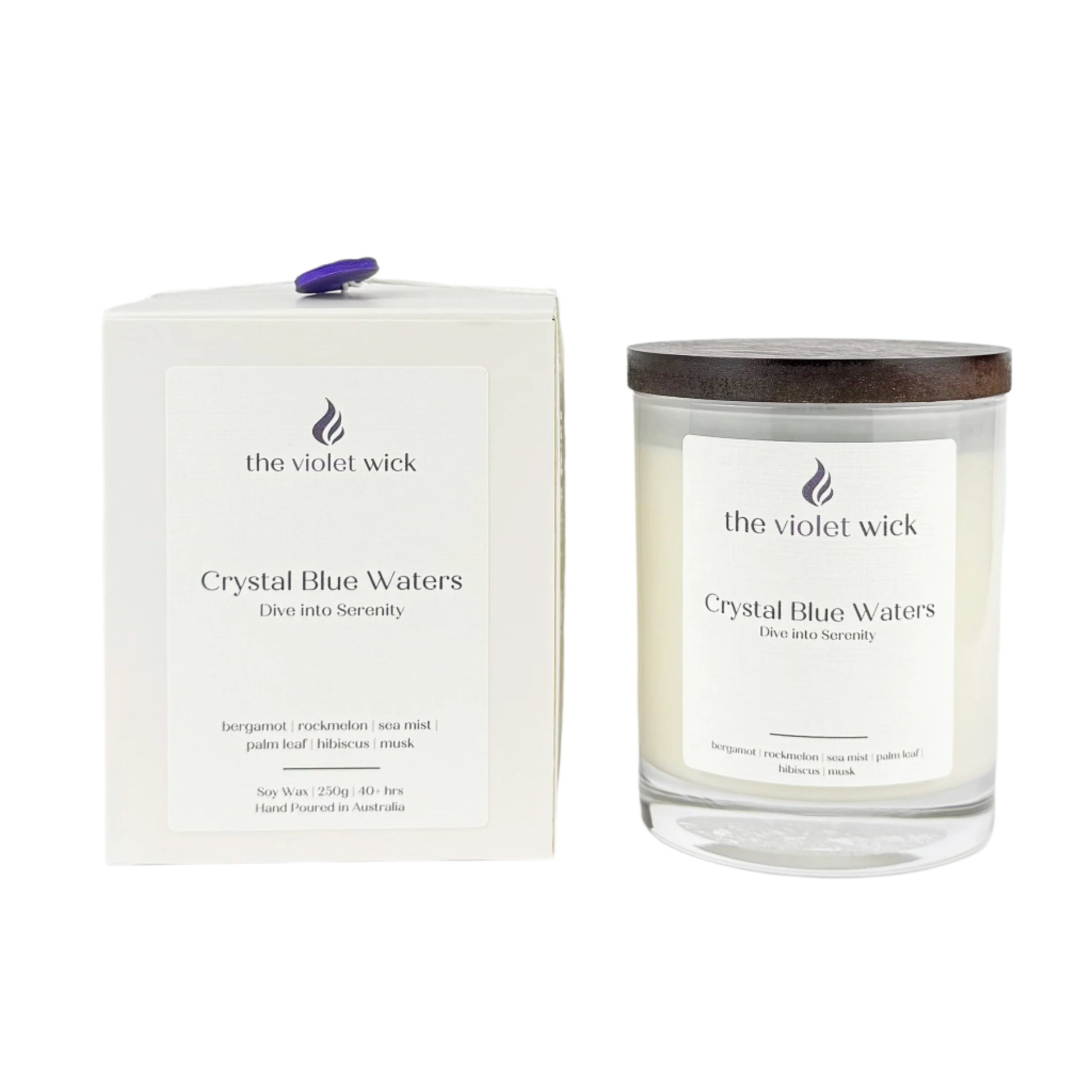 Crystal Blue Waters Soy Candle | bergamot, rockmelon, sea mist, palm leaf, hibiscus & musk