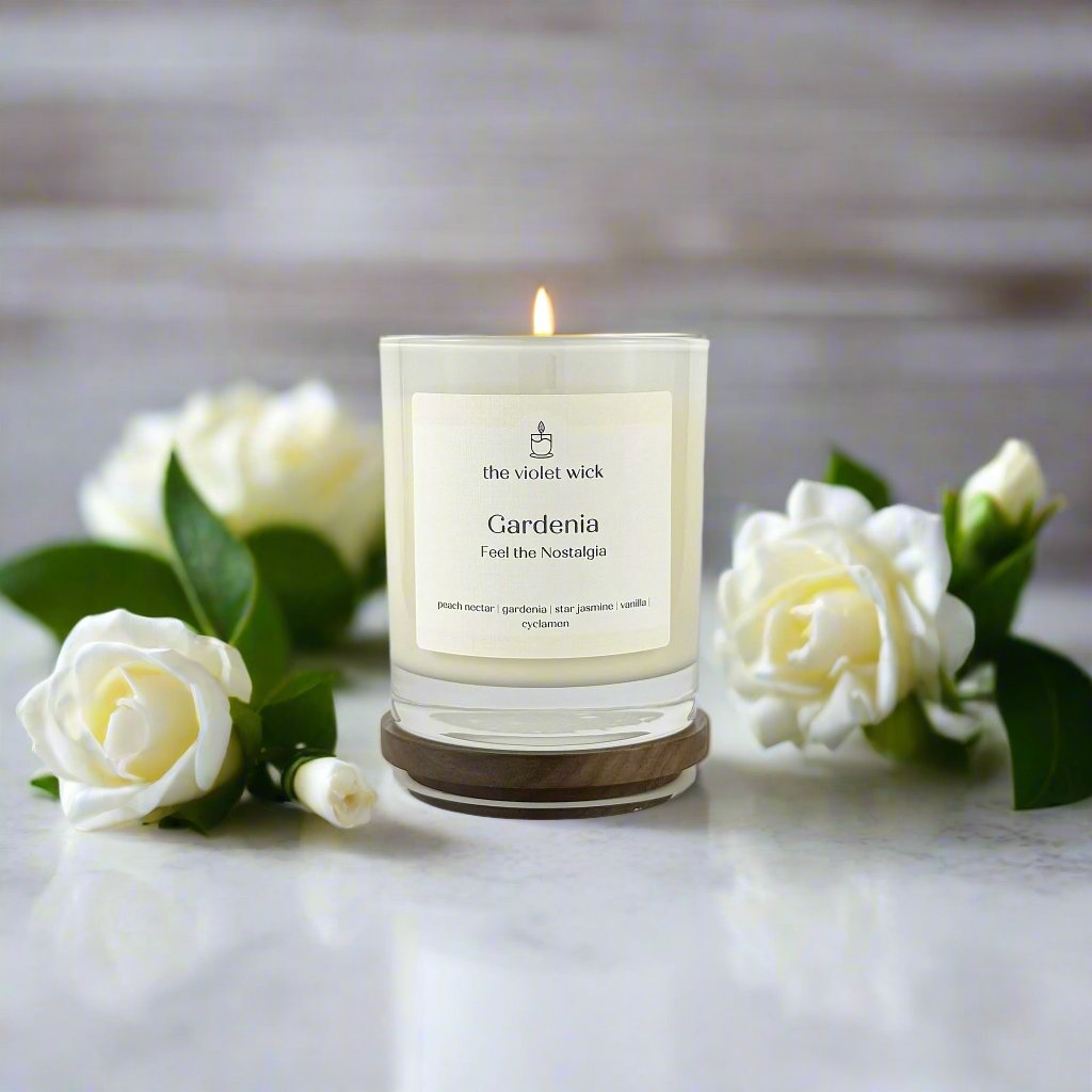 Gardenia soy candle from The Violet Wick