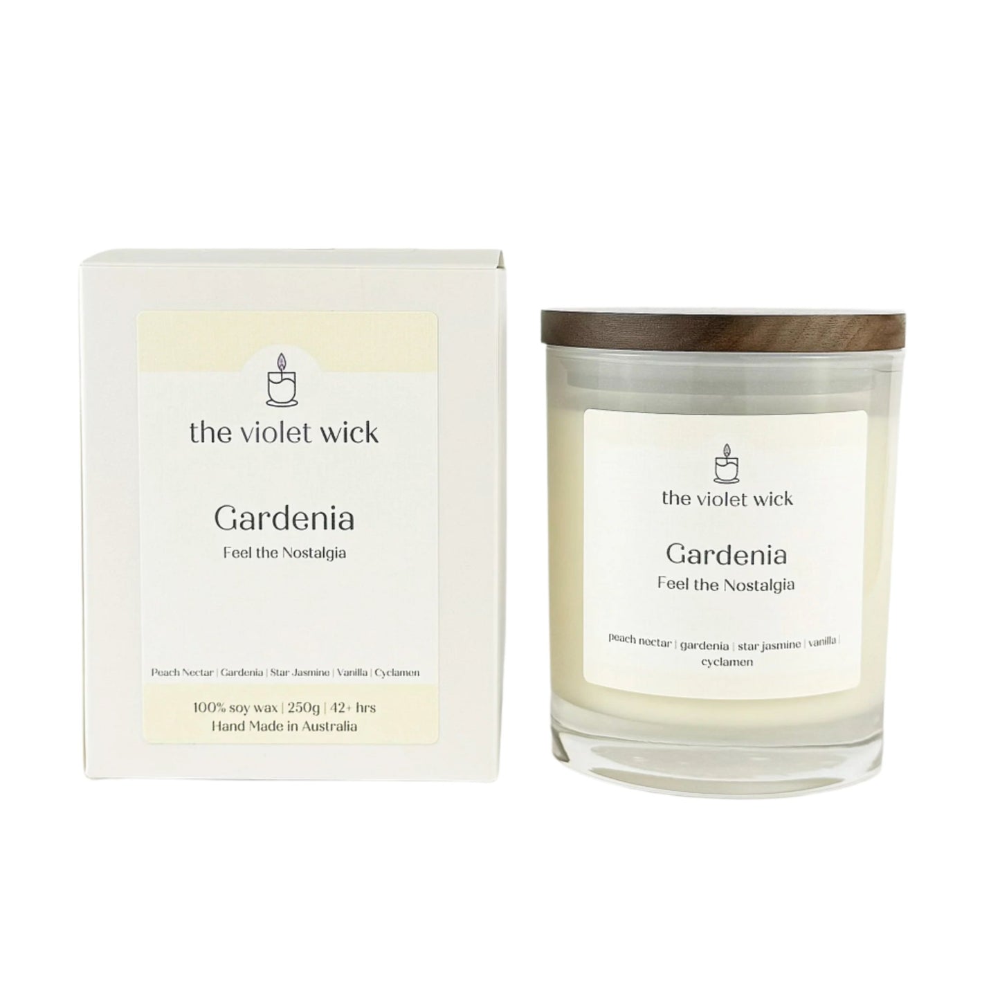 Gardenia soy candle from The Violet Wick