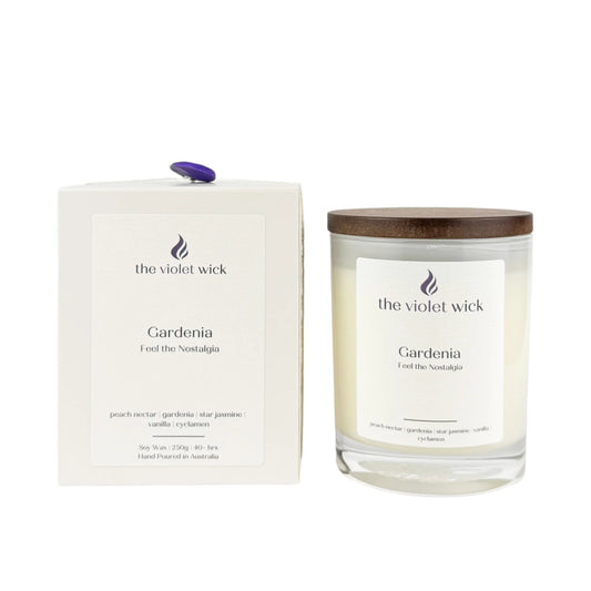 Gardenia soy candle from The Violet Wick