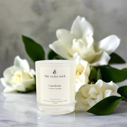 Gardenia soy candle from The Violet Wick