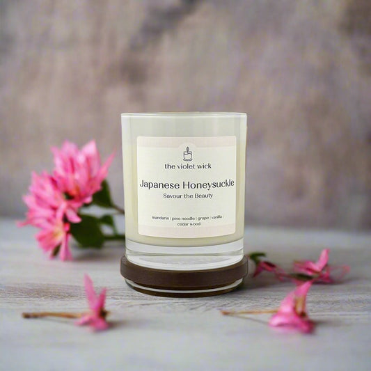 Japanese Honeysuckle Soy Candle | mandarin, pine needle, grape, vanilla, jasmine & cedar Wood