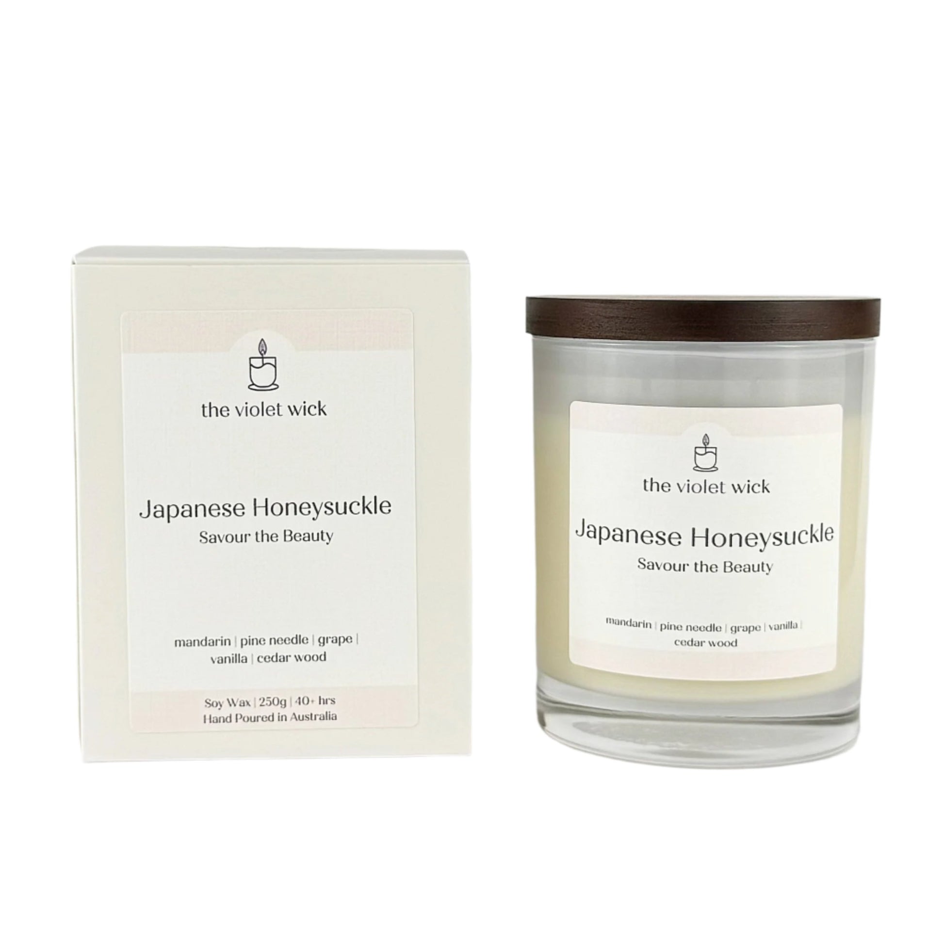 Japanese Honeysuckle Soy Candle | mandarin, pine needle, grape, vanilla, jasmine & cedar Wood