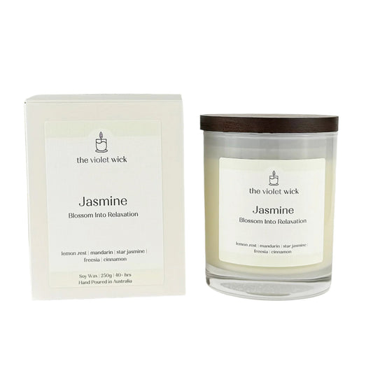 Jasmine soy candle from The Violet Wick