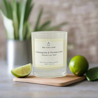 Lemongrass and Persian Lime soy candle from The Violet Wick