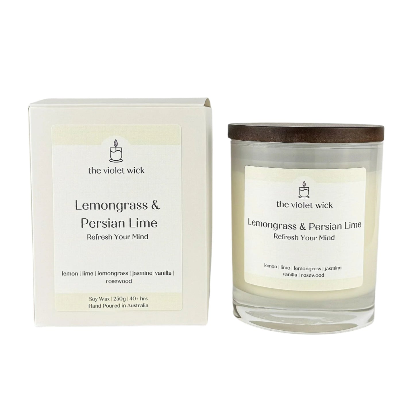 Lemongrass and Persian Lime soy candle from The Violet Wick