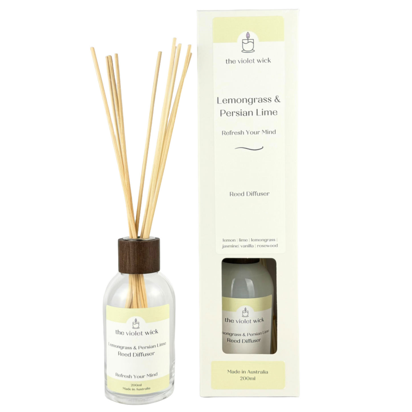 Lemongrass & Persian Lime reed diffuser from The Violet Wick