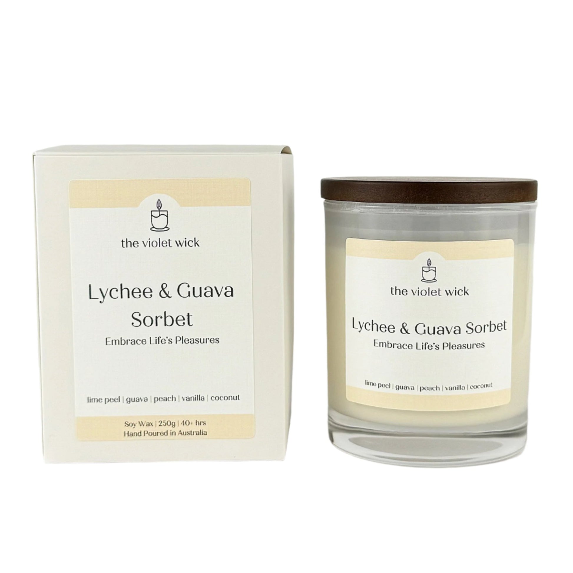 Lychee & Guava Sorbet Soy Candle | lychee, lime, guava, peach, vanilla & coconut