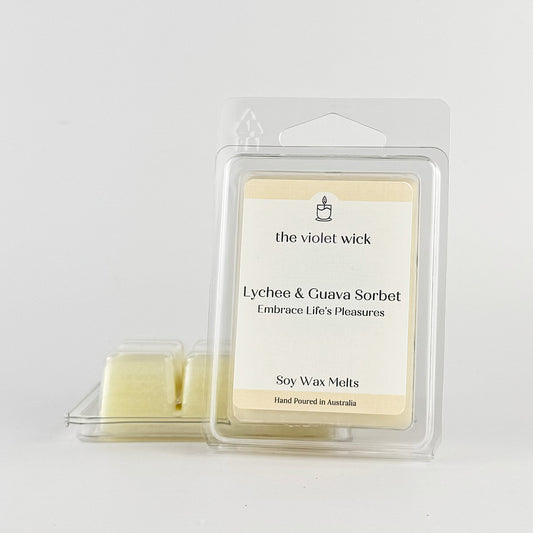 Lychee & Guava Sorbet soy wax melt from The Violet Wick