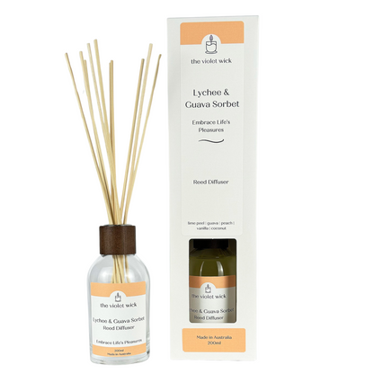 Lychee & Guava Sorbet Reed Diffuser from The Violet Wick