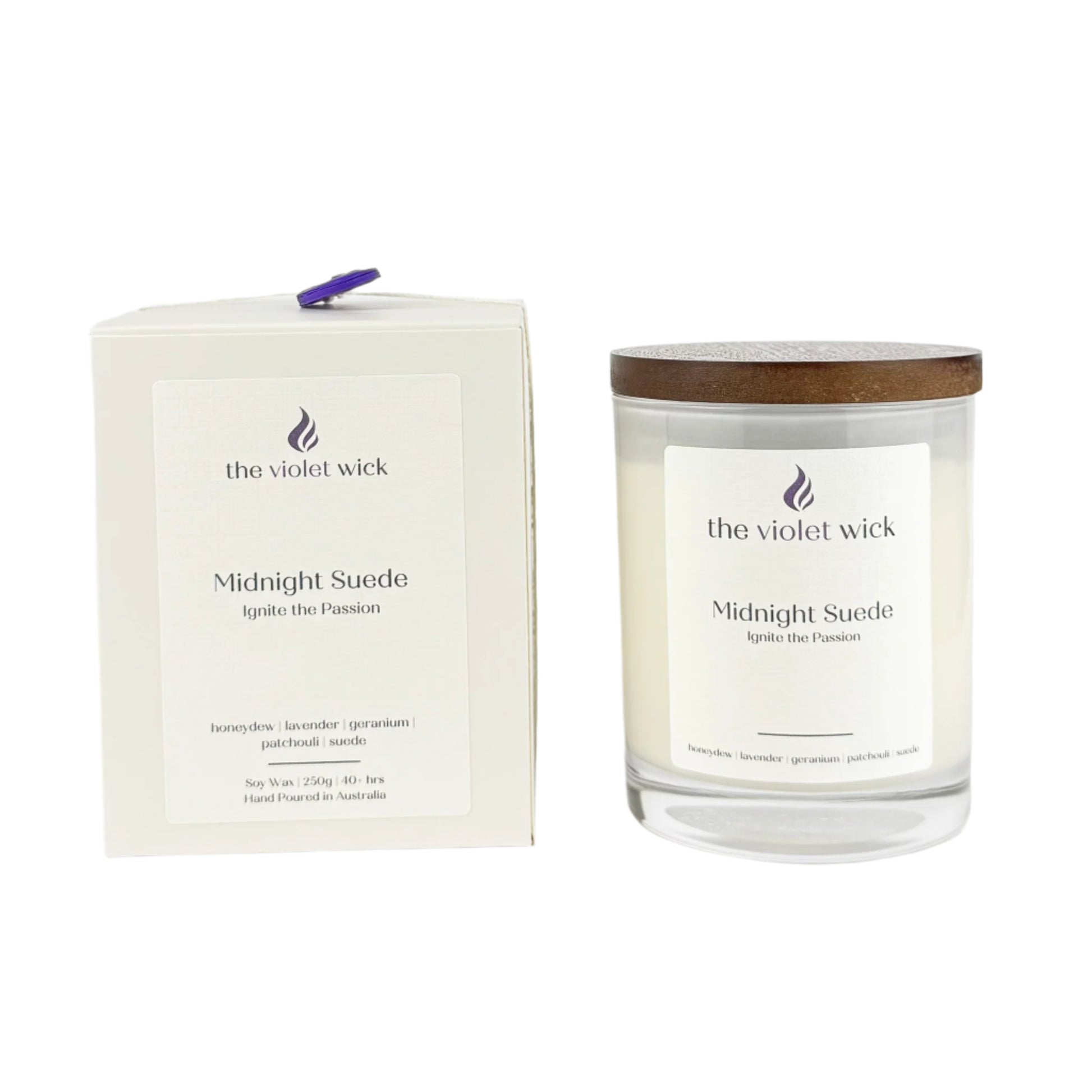 Midnight Suede Soy Candle | fresh lavender, honeydew, pineapple leaf, suede & geranium