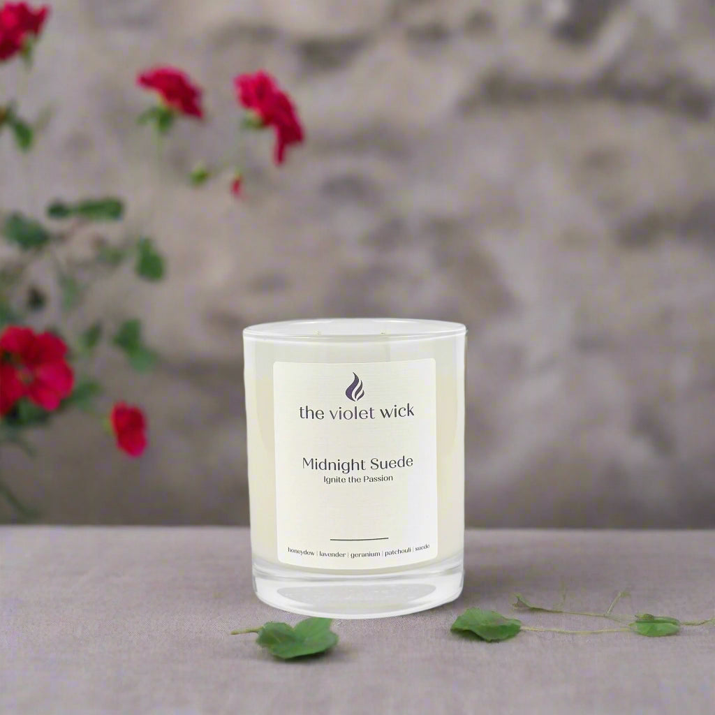 Midnight Suede Soy Candle | fresh lavender, honeydew, pineapple leaf, suede & geranium