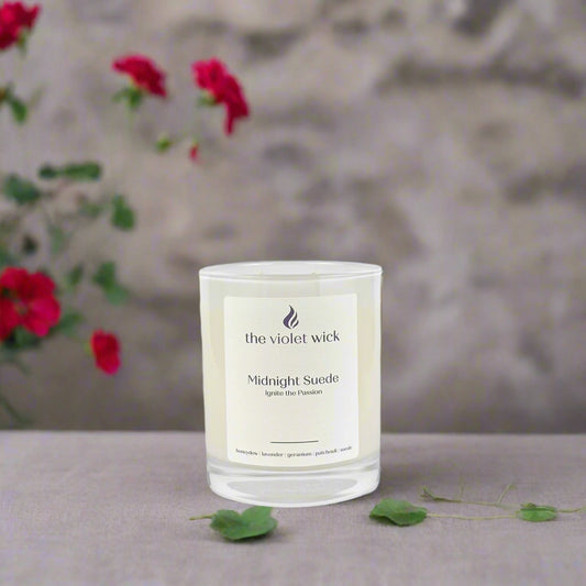 Midnight Suede Soy Candle | fresh lavender, honeydew, pineapple leaf, suede & geranium