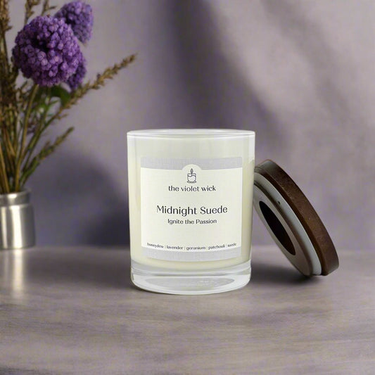 Midnight Suede Soy Candle | fresh lavender, honeydew, pineapple leaf, suede & geranium