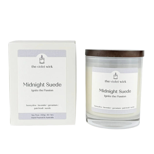 Midnight Suede soy candle from The Violet Wick