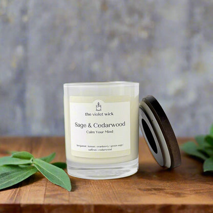 Sage & Cedarwood soy candle from The Violet Wick