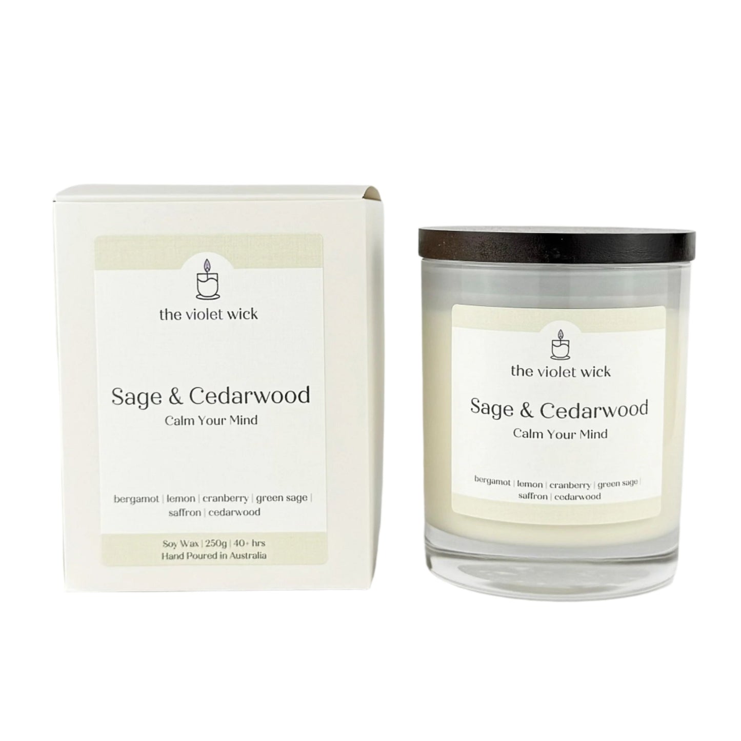 Sage & Cedarwood soy candle from The Violet Wick