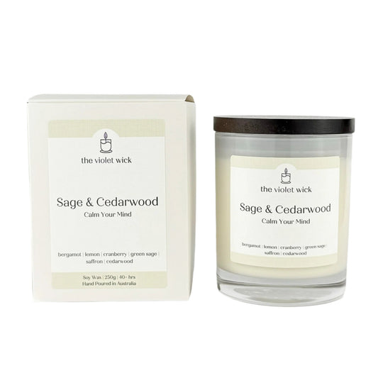 Sage & Cedarwood soy candle from The Violet Wick