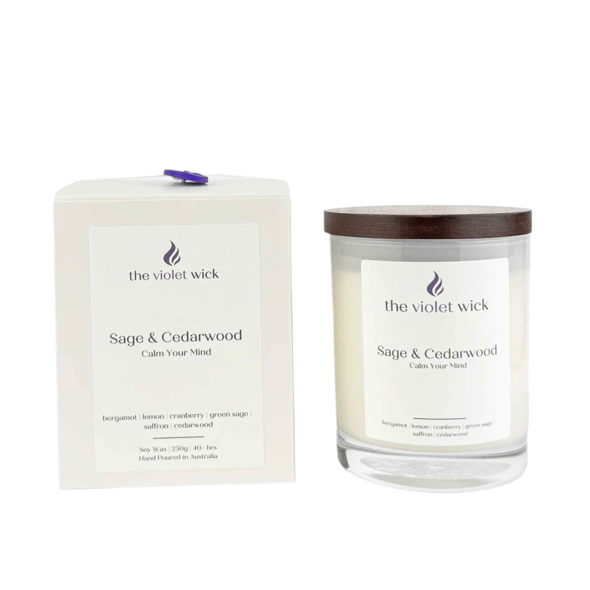 Sage & Cedarwood Soy Candle | bergamot, lemon, cranberry, green sage, saffron & cedarwood