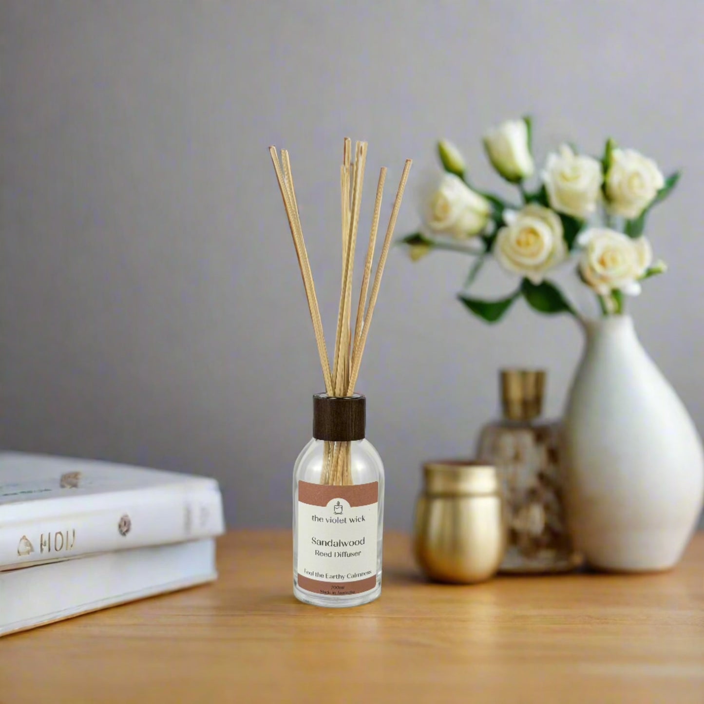 Sandalwood reed diffuser from The Violet Wick