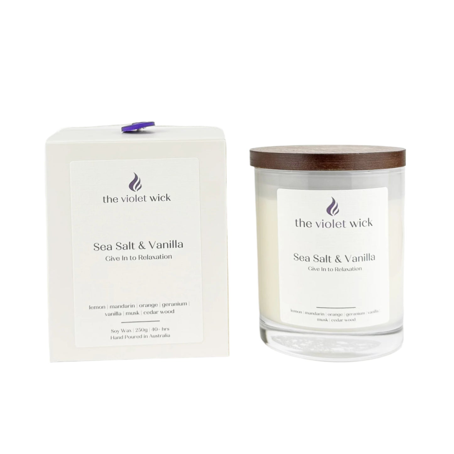 Sea Salt & Vanilla soy candle from The Violet Wick