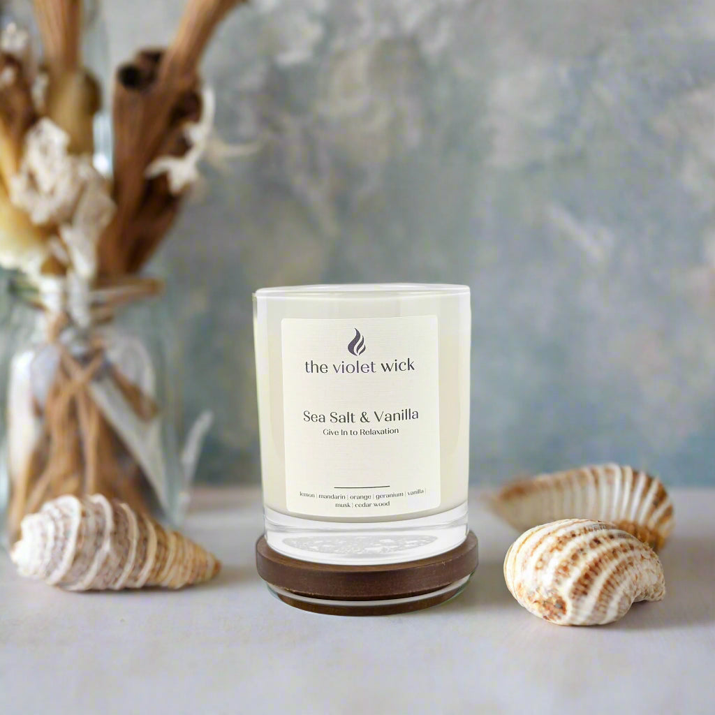 Sea Salt & Vanilla soy candle from The Violet Wick