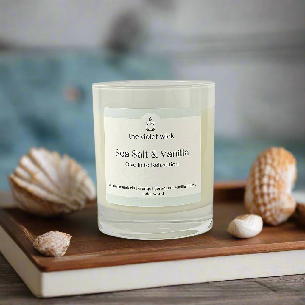 Sea Salt & Vanilla soy candle from The Violet Wick