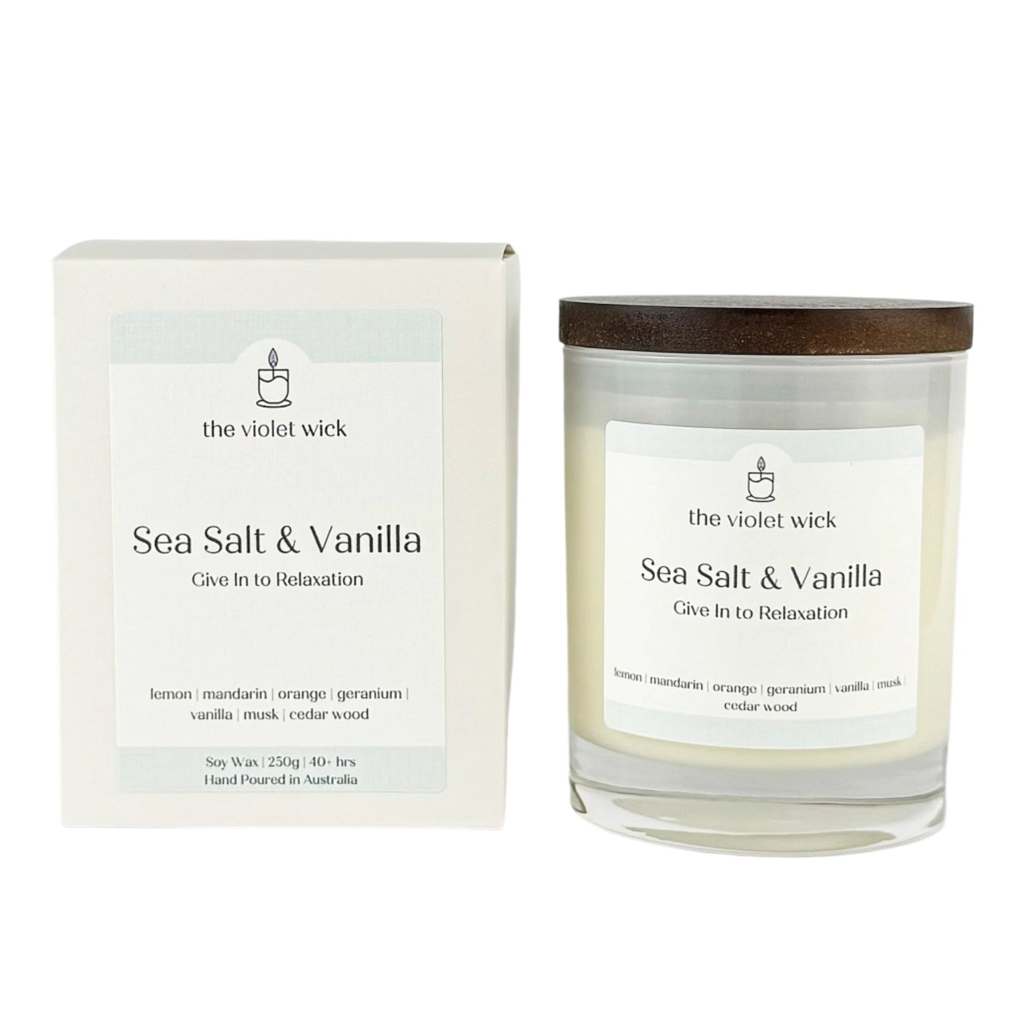 Sea Salt & Vanilla soy candle from The Violet Wick