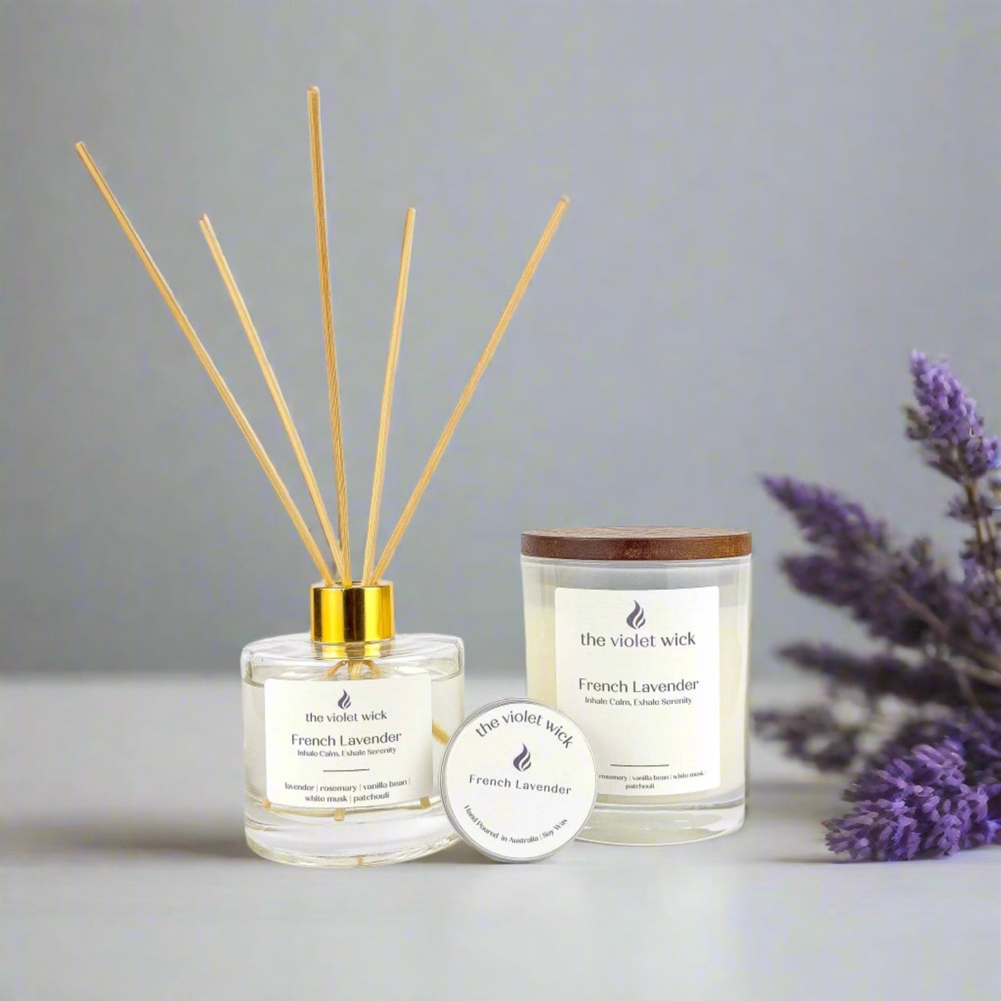 Serenity Set | Soy Candle, Soy Tealight and Reed Diffuser Set