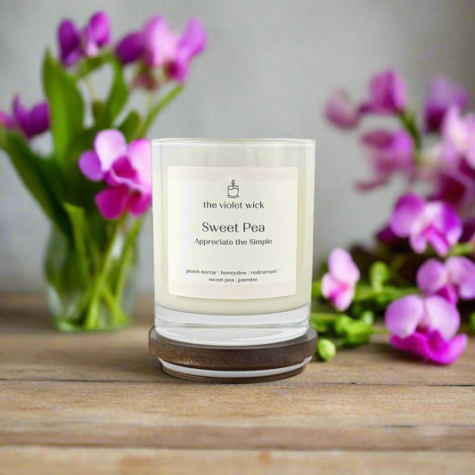 Sweet Pea Soy Candle | peach nectar, honeydew, redcurrant, sweet pea & jasmine