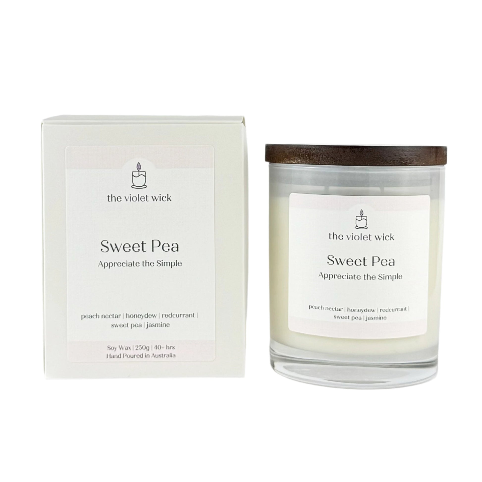 Sweet Pea Soy Candle | peach nectar, honeydew, redcurrant, sweet pea & jasmine