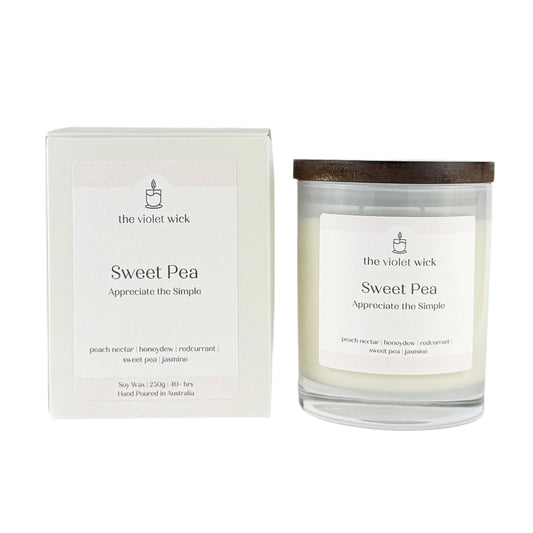 Sweet Pea soy candle from The Violet Wick