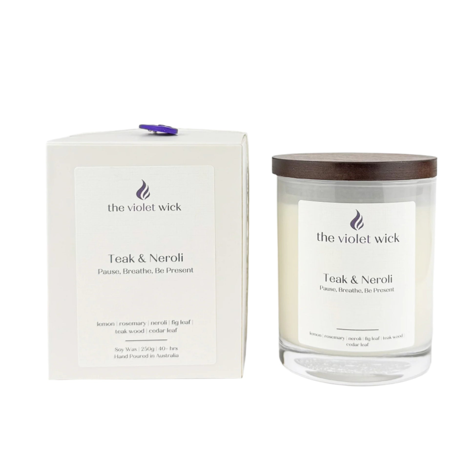 Teak & Neroli Soy Candle | lemon, rosemary, neroli, fig leaf, teak wood & cedar leaf