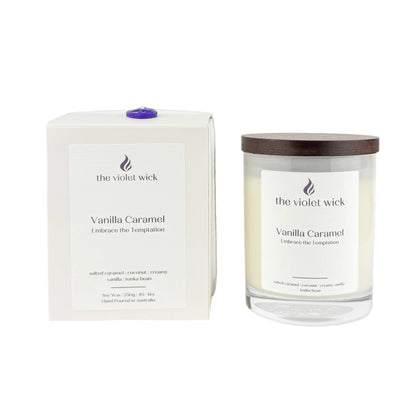 Vanilla Caramel soy candle from the Violet Wick