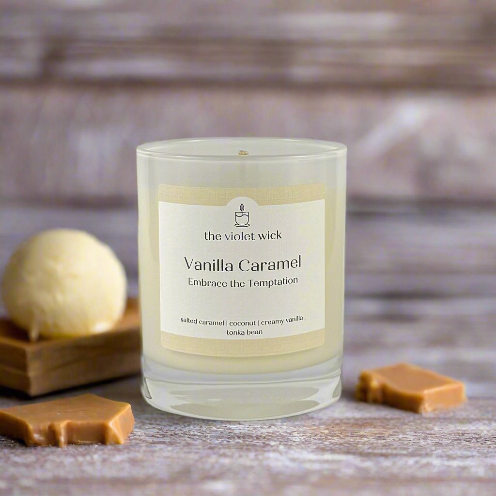 Vanilla Caramel soy candle from The Violet Wick